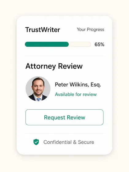 Attorney review card available inside TrustWriter