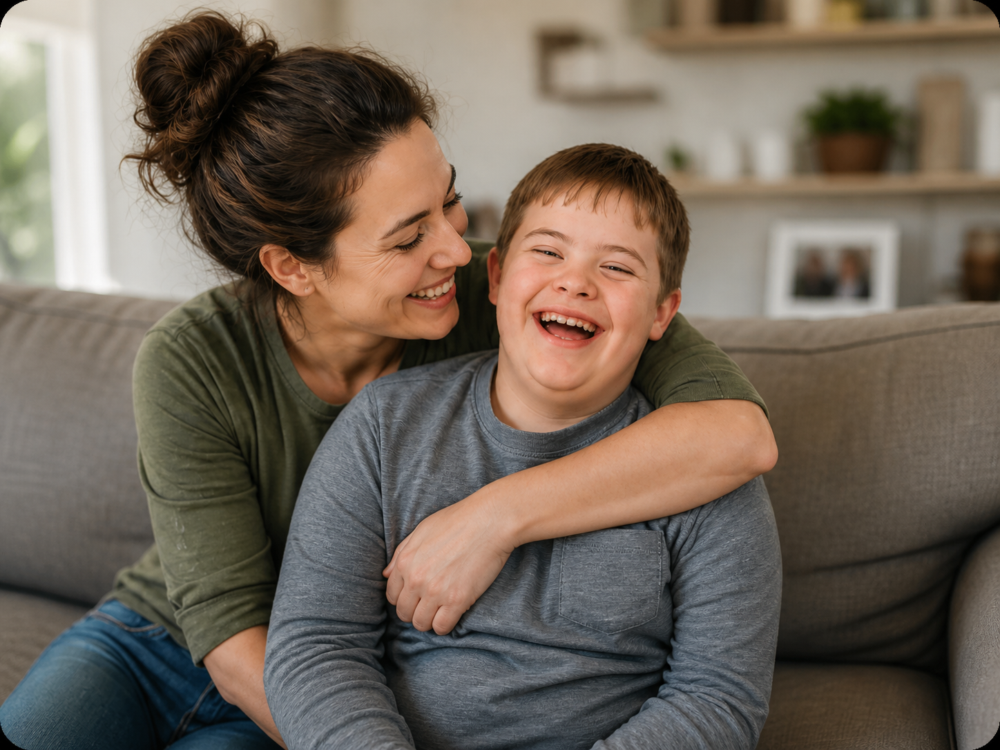 Mother smiling with her son while planning a special needs trust